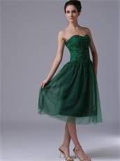 A-Line Tulle Tea-length Skirt Dark Green Gathering Dress Lady Most Choice