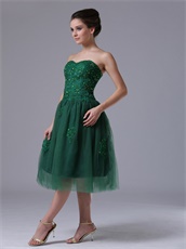 A-Line Tulle Tea-length Skirt Dark Green Gathering Dress Lady Most Choice