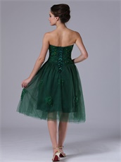 A-Line Tulle Tea-length Skirt Dark Green Gathering Dress Lady Most Choice
