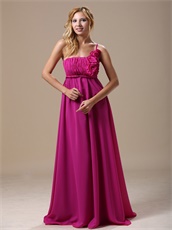 Terse One Shoulder Floor-length Fuchsia Fall Celebrity Dress Best Seller