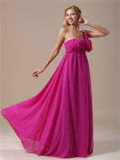 Terse One Shoulder Floor-length Fuchsia Fall Celebrity Dress Best Seller