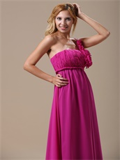 Terse One Shoulder Floor-length Fuchsia Fall Celebrity Dress Best Seller