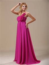 Terse One Shoulder Floor-length Fuchsia Fall Celebrity Dress Best Seller