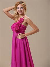 Terse One Shoulder Floor-length Fuchsia Fall Celebrity Dress Best Seller