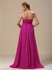 Terse One Shoulder Floor-length Fuchsia Fall Celebrity Dress Best Seller