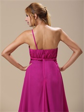 Terse One Shoulder Floor-length Fuchsia Fall Celebrity Dress Best Seller