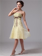 Twinkling Daffodil Knee-length Springtime Prom Dress With Brown Sash