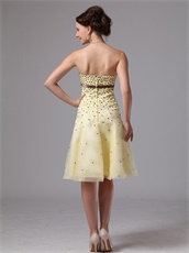 Twinkling Daffodil Knee-length Springtime Prom Dress With Brown Sash