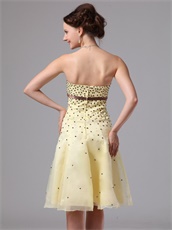 Twinkling Daffodil Knee-length Springtime Prom Dress With Brown Sash