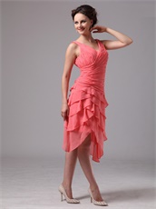 Mature V-neck Layers Skirt Watermelon Senior Prom Dress Under 90 Dollar