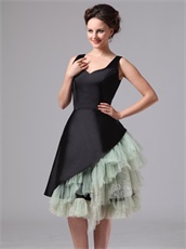 Cache Black Square Neck Ruffles Autumn Prom Dress Pale Green Tulle Inside