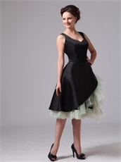 Cache Black Square Neck Ruffles Autumn Prom Dress Pale Green Tulle Inside