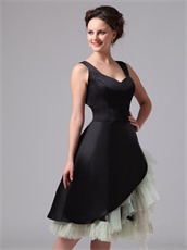 Cache Black Square Neck Ruffles Autumn Prom Dress Pale Green Tulle Inside