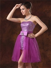 Sparkling Purple Short Prom Dress Detachable Multiple Wear Method