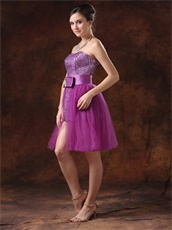 Sparkling Purple Short Prom Dress Detachable Multiple Wear Method