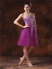 Sparkling Purple Short Prom Dress Detachable Multiple Wear Method