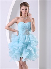 Nifty Ruffles Sweetheart Short Cocktail Dress In Lovely Baby Blue