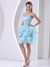 Nifty Ruffles Sweetheart Short Cocktail Dress In Lovely Baby Blue