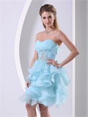 Nifty Ruffles Sweetheart Short Cocktail Dress In Lovely Baby Blue