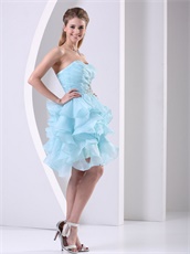 Nifty Ruffles Sweetheart Short Cocktail Dress In Lovely Baby Blue