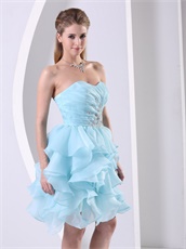 Nifty Ruffles Sweetheart Short Cocktail Dress In Lovely Baby Blue