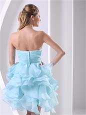 Nifty Ruffles Sweetheart Short Cocktail Dress In Lovely Baby Blue