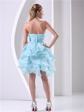 Nifty Ruffles Sweetheart Short Cocktail Dress In Lovely Baby Blue