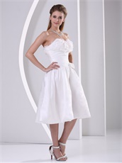 Petite Strapless Rosette Flowers White High School Prom Dress High Quality