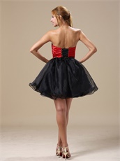 Hot Sell Black Organza Skirt With Red Belt Cocktail Short Dress Inexpensive