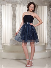 Sexy Sleeveless Shiny Sequin Mini Skirt Navy University Prom Dress Most Popular