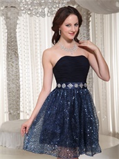 Sexy Sleeveless Shiny Sequin Mini Skirt Navy University Prom Dress Most Popular