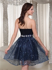 Sexy Sleeveless Shiny Sequin Mini Skirt Navy University Prom Dress Most Popular