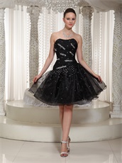 Handwork Beading Little Black Organza Vocal Accompaniment Prom Dress