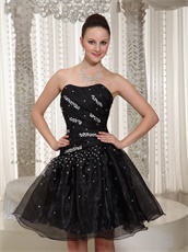 Handwork Beading Little Black Organza Vocal Accompaniment Prom Dress