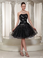 Handwork Beading Little Black Organza Vocal Accompaniment Prom Dress