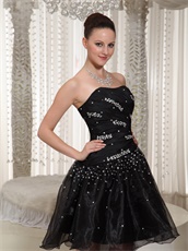 Handwork Beading Little Black Organza Vocal Accompaniment Prom Dress