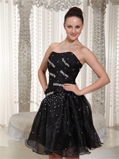 Handwork Beading Little Black Organza Vocal Accompaniment Prom Dress