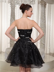 Handwork Beading Little Black Organza Vocal Accompaniment Prom Dress