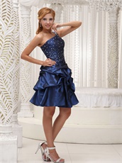 Navy Blue Elegant Mother Prom Dress Single Strap Bubble Skirt