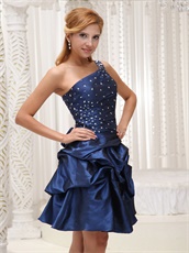 Navy Blue Elegant Mother Prom Dress Single Strap Bubble Skirt