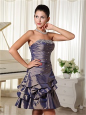 Noble Strapless Short Bubble Skirt Dark Purple Taffeta Prom Dress Store