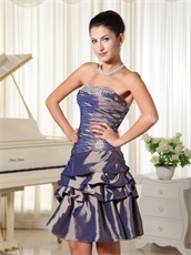 Noble Strapless Short Bubble Skirt Dark Purple Taffeta Prom Dress Store