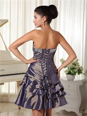 Noble Strapless Short Bubble Skirt Dark Purple Taffeta Prom Dress Store