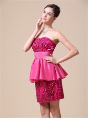 Brief Fuchsia Falbala Waist Short Prom Dress Paillette Supplier China