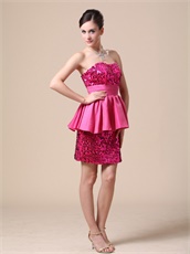 Brief Fuchsia Falbala Waist Short Prom Dress Paillette Supplier China