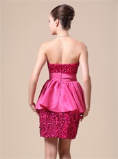 Brief Fuchsia Falbala Waist Short Prom Dress Paillette Supplier China