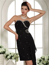 Graceful Sweetheart Slender Black Runway Pageant Dress With Side Drap