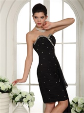 Graceful Sweetheart Slender Black Runway Pageant Dress With Side Drap