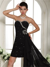 Graceful Sweetheart Slender Black Runway Pageant Dress With Side Drap