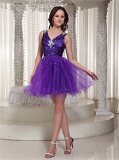 Flattering V-neck Purple Cache Puberty Rite Prom Dress For Girl